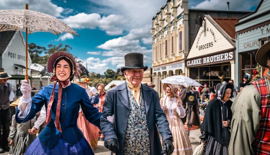 Couple in old fashion clothes