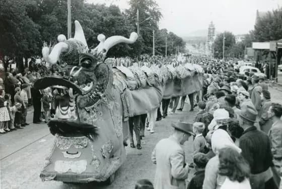Black and white photo of Chinese dragon