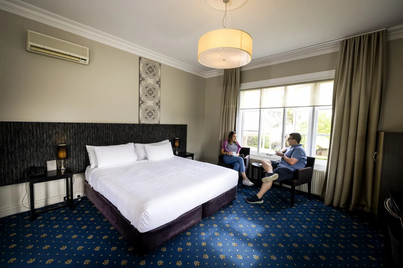 Couple in hotel room