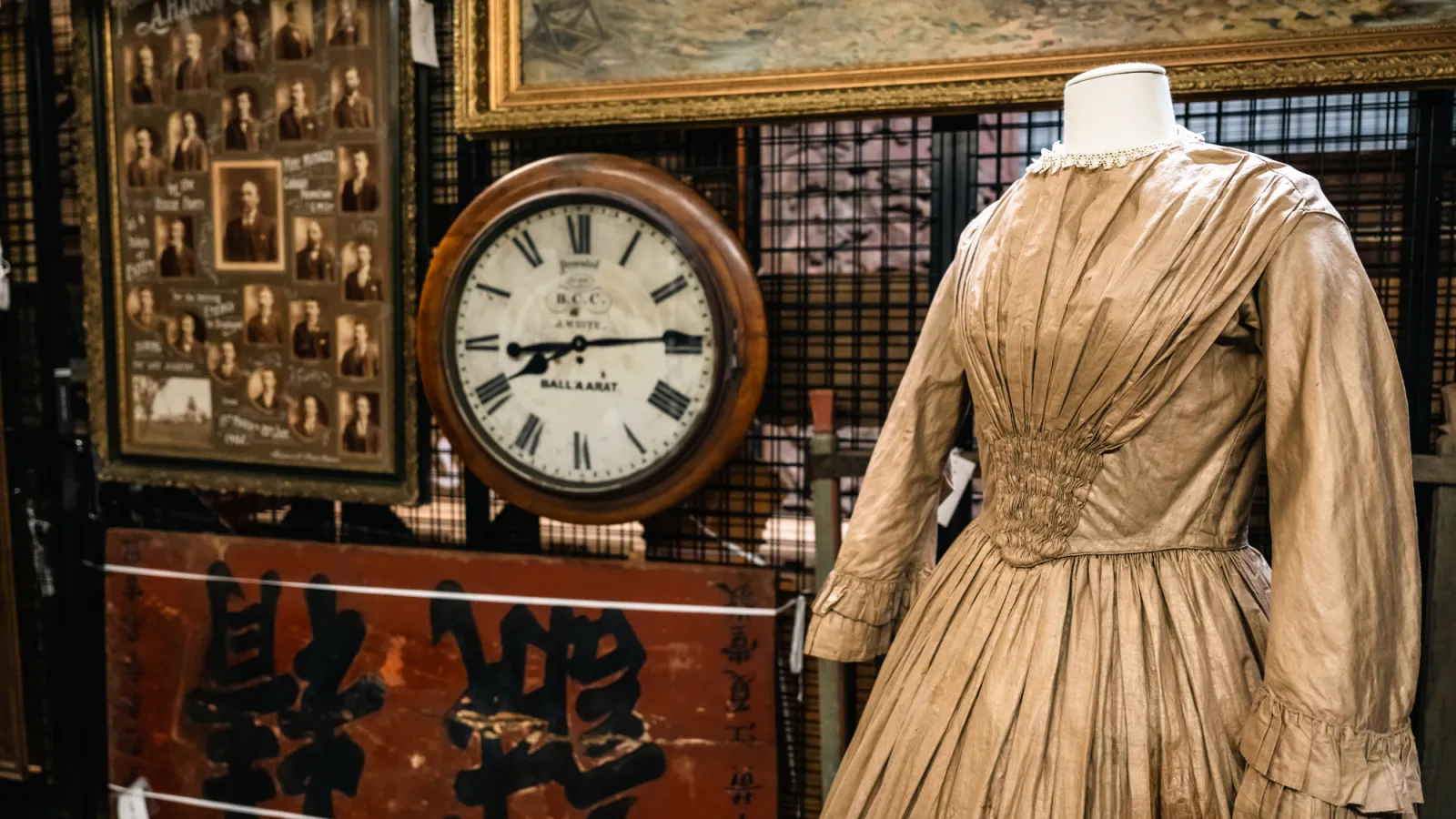 Clock and mannequin on display