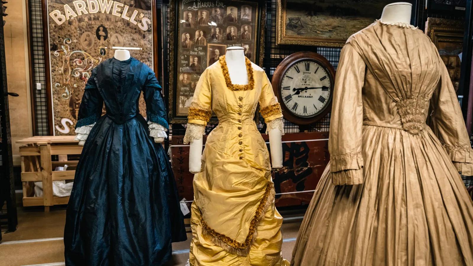 Mannequins displaying lady dresses